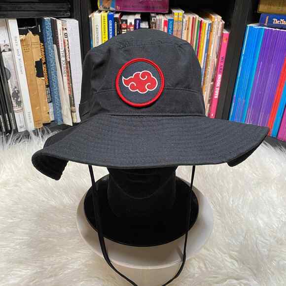 NARUTO Other - NARUTO SHIPPUDEN AKATSUKI BOONIE HAT W/ AKATSUKI NECK DRAPE BUCKET HAT